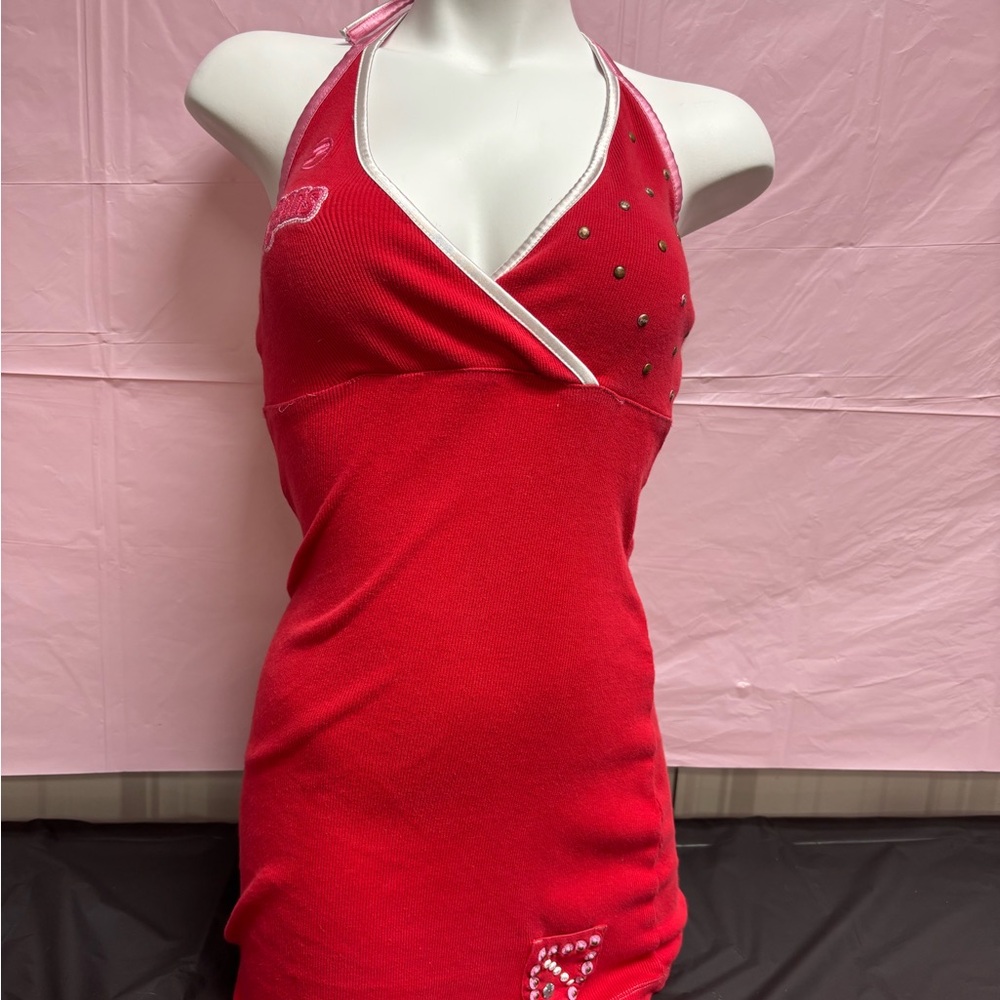 Pepe Jeans Red Halter Midi Dress